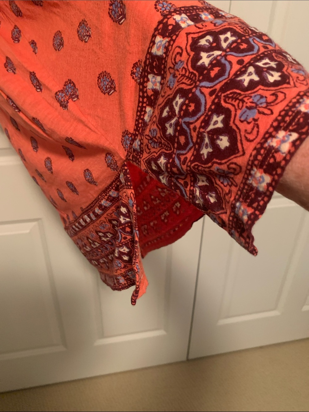 Lucky Brand 2x Coral-Orange with Navy Print Tunic Sleeveless Lightweight Vented - Picture 6 of 10